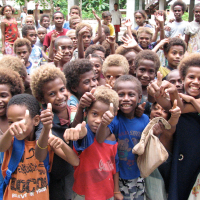 Blond school Children in the Solomon Islands